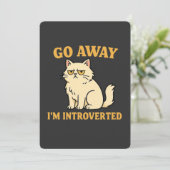 Ga Weg, Ik Ben Introvert – Grappig Kat T-shirt Kaart (Staand voorkant)