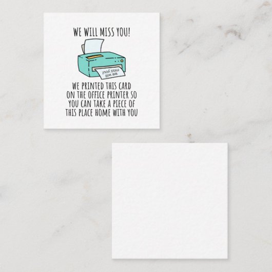 Ga weg Kaart voor collega of baas, Funny Going Vierkante Visitekaartje (Voorkant / Achterkant)