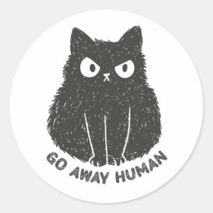 Ga weg, mens. Kat Shaped Ronde Sticker