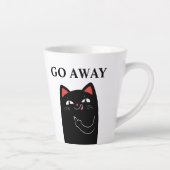 Ga Weg Middelvinger Zwarte Kat Grappig Latte Mok (Rechts)