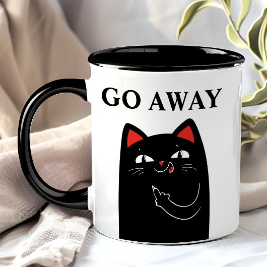 Ga Weg Middenvinger Zwarte Kat Grappig Mok