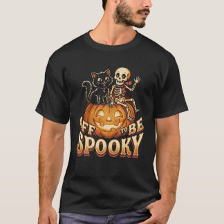 Ga Weg Om Griezelige Katten Skelet Vintage Hallowe T-shirt