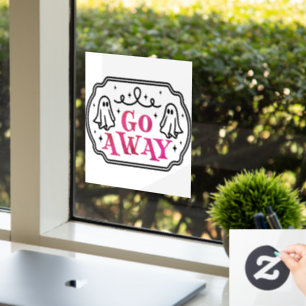 Ga weg Roze en Zwarte Halloween Raamsticker