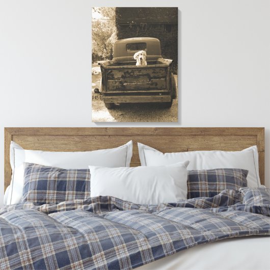 Ga weg uit Dodge - foto van Dog Canvas Afdruk (Insitu (Slaapkamer))