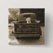 Ga weg uit Dodge - foto van Dog Vierkante Button 5,1 Cm (Voorkant)