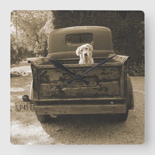 Ga weg uit Dodge - foto van Dog Vierkante Klok (Voorkant)