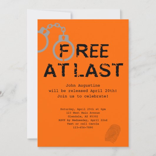 Ga weg uit Jail Inmate Welcome Home Party Kaart (Voorkant)