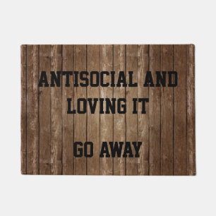 Ga weg van de sociale vervorming van de deur van d deurmat