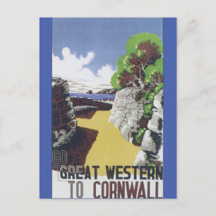 Ga Western naar Cornwall Vintage Travel Poster Briefkaart