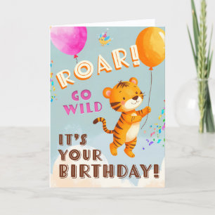 Ga wild kleine tijger verjaardagsgroet kaart