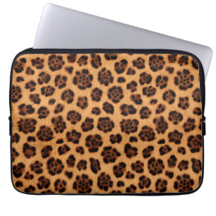 Ga wild Luipaardprint Goudbruin Verbrand Oranje Laptop Sleeve