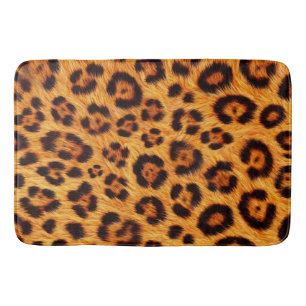 Ga wild met luipaardprint goud oranje amber bontlo badmat