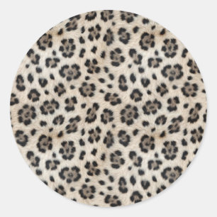 Ga wild Sneeuwluipaard Warm Nepbont Look Ronde Sticker
