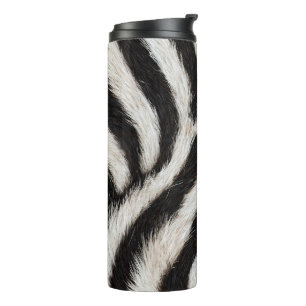 Ga wild zebra streep zwart wit nep bont look thermosbeker