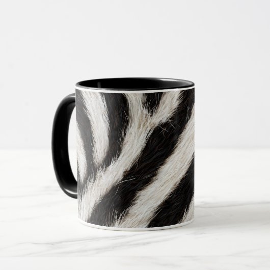 Ga wild zebra streep zwart wit nepbont look mok (Voorkant links)