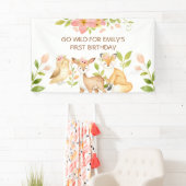 Ga Wilde 1e Verjaardag Bosdieren Slagbanner Spandoek (Insitu)