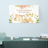 Ga Wilde 1e Verjaardag Bosdieren Slagbanner Spandoek (Beurs)