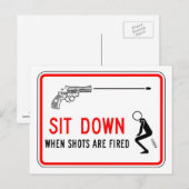 Ga zitten als er schot wordt afgevuurd briefkaart (Voorkant / Achterkant)