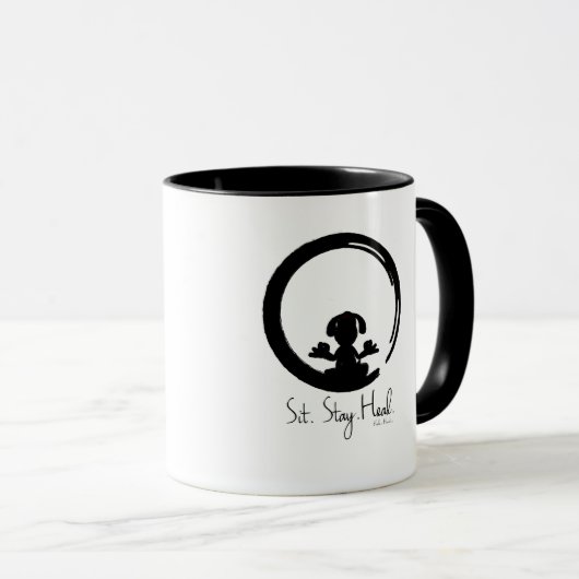 Ga zitten. Blijf. Heal. Dog Meditation Mok (Voorkant rechts)