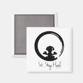 Ga zitten. Blijf. Helen. Hond Mediterende Magneet (Voorkant / Achterkant)