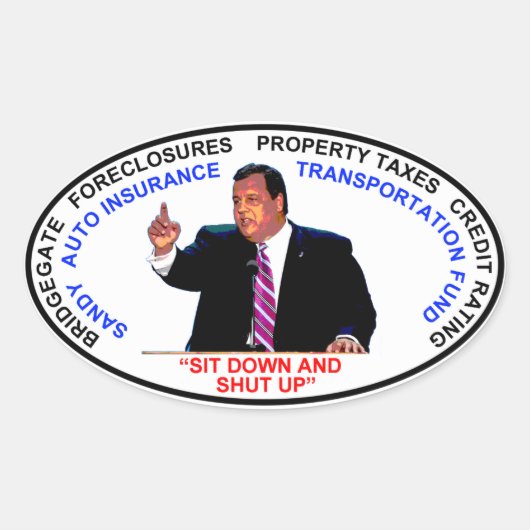 Ga zitten en hou je mond ovale sticker (Voorkant)