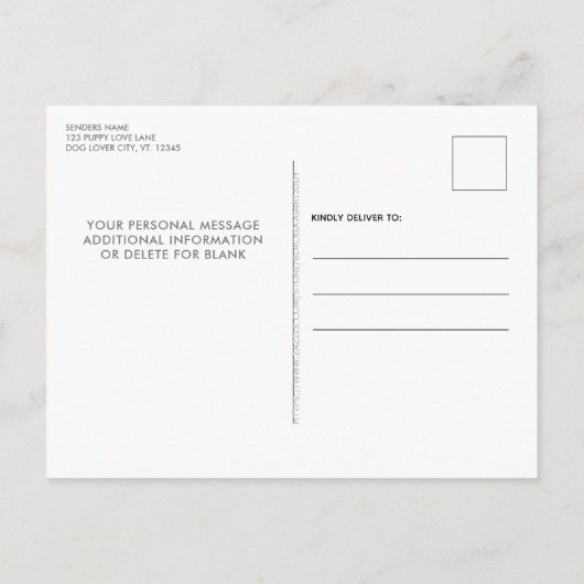 Ga zitten en speel persoonlijke puppy Dog Birthday Uitnodiging Briefkaart (Achterkant)