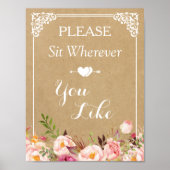 Ga zitten waar je wilt | Band met Floral Wedding Poster (Voorkant)