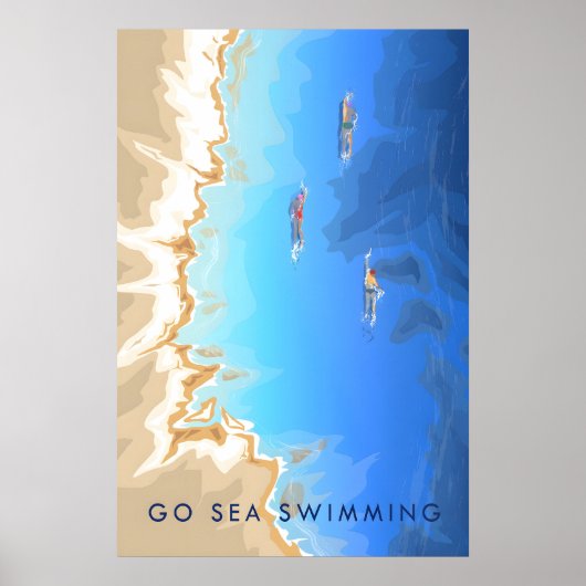 Ga Zwemmen in de Zee Reisposter Poster (Voorkant)