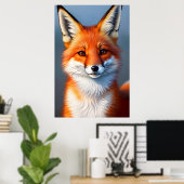gaaf en schattig portret rode vos | AI Art. Poster (Thuiskantoor)