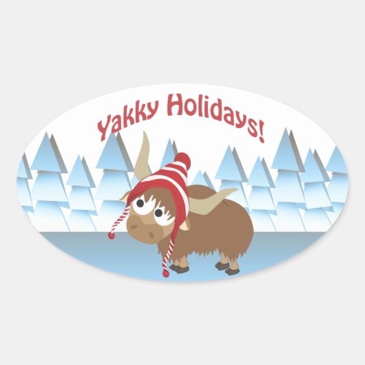 Gaaf Feestdagen! Winter Scene Ovale Sticker (Voorkant)