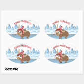 Gaaf Feestdagen! Winter Scene Ovale Sticker (Vel)