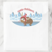 Gaaf Feestdagen! Winter Scene Ovale Sticker (Tas)