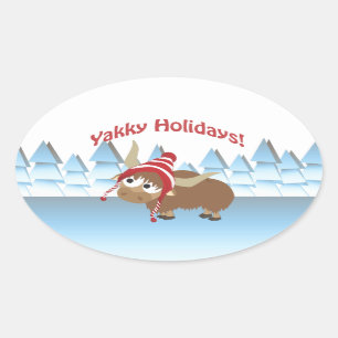 Gaaf Feestdagen! Winter Scene Ovale Sticker