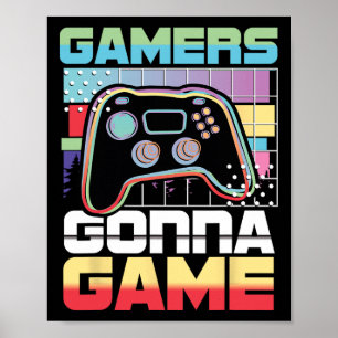 Gaan Game Video Speler Gaming Grappig Poster