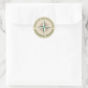 Gaan in Nieuwe richtingen Camping Compass Pensioen Ronde Sticker