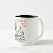 Gaan om goed zweep ijs grappig ananas op tweekleurige koffiemok (Voorkant rechts)