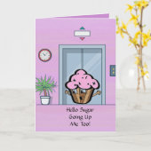 Gaan omhoog Cupcake Wenskaart Kaart (Gele Bloem)