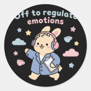 Gaan Reguleren Emoties Grappige Konijn Scoote Ronde Sticker