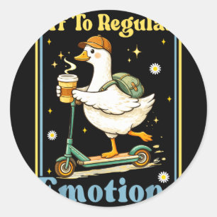 Gaande om emoties te reguleren grappige gans geest ronde sticker