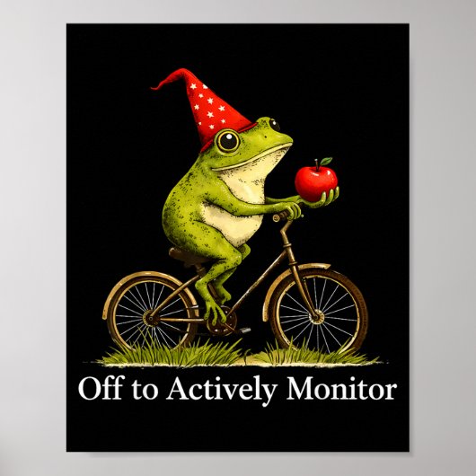 Gaat actief grappige kikker fietsende leraar contr poster (Voorkant)