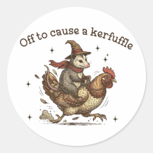 Gaat een rel veroorzaken Grappige rare opossum met Ronde Sticker