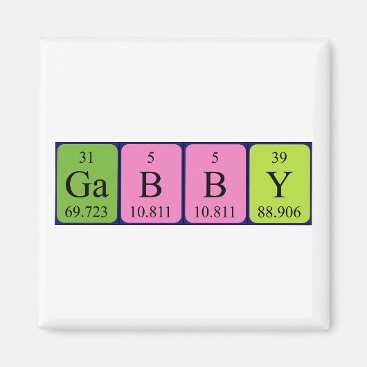 Gabby periodieke tabel naam magneet (Voorkant)