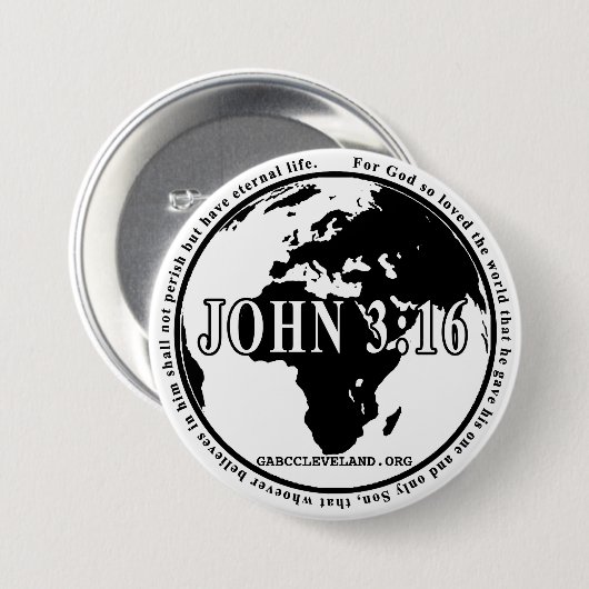 GABC John 3:16 Circulaire pin Ronde Button 7,6 Cm (Voorkant /achterkant)