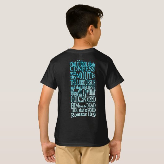 GABC WiM Romans 10:9 T zwart 1 T-shirt (Achterkant volledig)