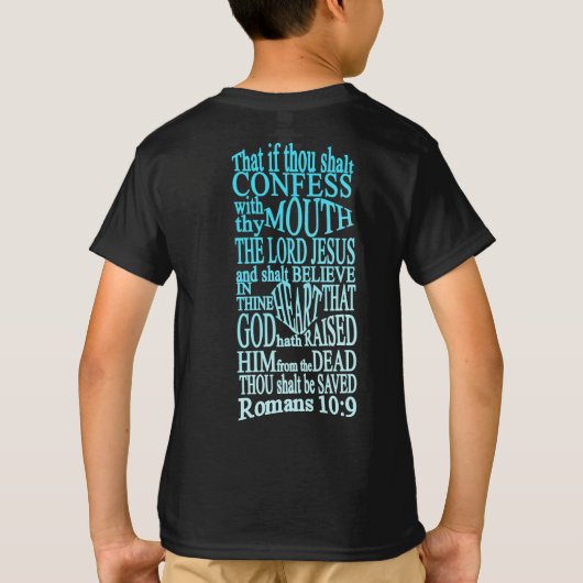 GABC WiM Romans 10:9 T zwart 1 T-shirt (Achterkant)