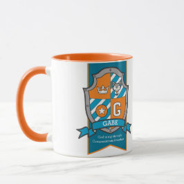 Gabe letter G embleem oranje turquoise naam beteke Mok
