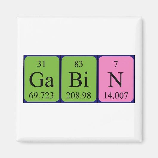 Gabin periodieke tabelnaam magnet (Voorkant)