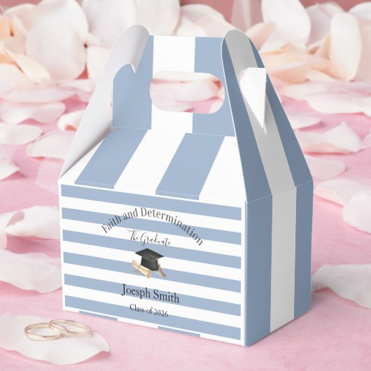 Gable Favor Box Blauwe Streep Afgestudeerd 2026 Bedankdoosjes (Huwelijk)