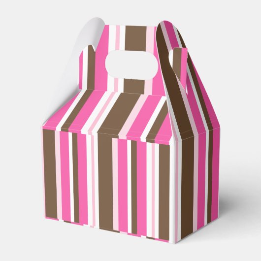 Gable Favor Box Brown & Pink Stripe Bedankdoosjes (Achterkant)