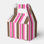 Gable Favor Box Brown & Pink Stripe Bedankdoosjes (Voorkant Zijde)